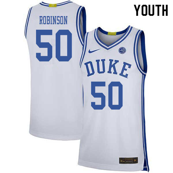 2020 Youth #50 Justin Robinson Duke Blue Devils College Basketball Jerseys Sale-White